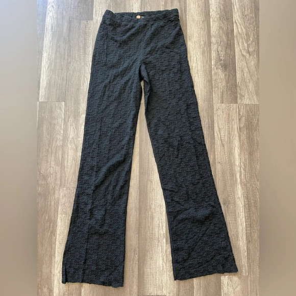 NWOT Free People FP One Ona Floral Lace Flare Black Pant Size Small - Picture 2 of 8